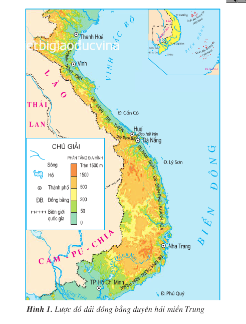 Bản đồ tự nhiên vùng Duyên hải miền Trung